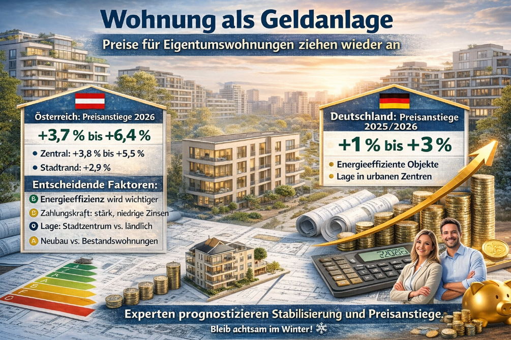 Wohnung als Geldanlage: Preise für Eigentumswohnungen ziehen wieder an